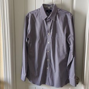 JCrew Wrinkle free plaid blue, white and burgundy)
